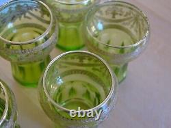 ST LOUIS 8 ANCIENS VERRES LIQUEUR CRISTAL DORURE CHARTREUSE ART NOUVEAU ht 5 cm