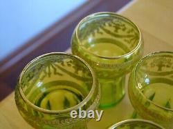 ST LOUIS 8 ANCIENS VERRES LIQUEUR CRISTAL DORURE CHARTREUSE ART NOUVEAU ht 5 cm