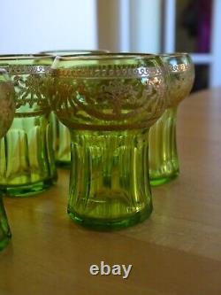 ST LOUIS 8 ANCIENS VERRES LIQUEUR CRISTAL DORURE CHARTREUSE ART NOUVEAU ht 5 cm