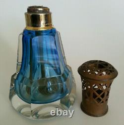 SUPERBE ancienne LAMPE BERGER Y EGYPTIENNE en CRISTAL BLEU