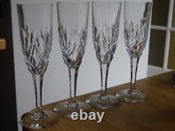 Saint Louis 4 Anciennes Flutes A Champagne Cristal Tailler Modele Monaco 1950