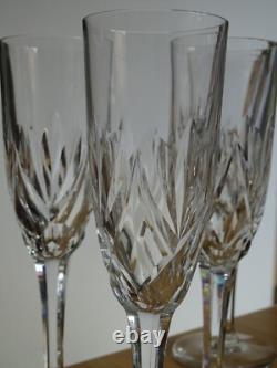 Saint Louis 4 Anciennes Flutes A Champagne Cristal Tailler Modele Monaco 1950