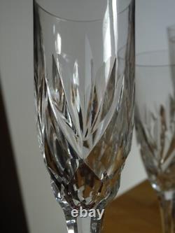 Saint Louis 4 Anciennes Flutes A Champagne Cristal Tailler Modele Monaco 1950