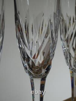 Saint Louis 4 Anciennes Flutes A Champagne Cristal Tailler Modele Monaco 1950