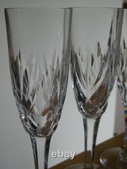Saint Louis 4 Anciennes Flutes A Champagne Cristal Tailler Modele Monaco 1950