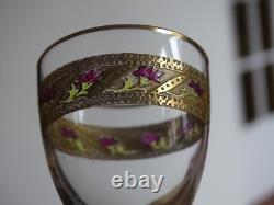 Saint Louis 4 Anciens Verres A Liqueur Cristal Gravure Gold Dorure Art Nouveau