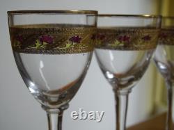 Saint Louis 4 Anciens Verres A Liqueur Cristal Gravure Gold Dorure Art Nouveau