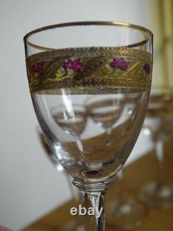 Saint Louis 4 Anciens Verres A Liqueur Cristal Gravure Gold Dorure Art Nouveau
