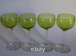 Saint Louis 4 Anciens Verres A Vin Du Rhn En Cristal Vert Modele Metra