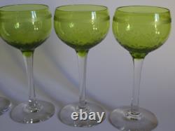 Saint Louis 4 Anciens Verres A Vin Du Rhn En Cristal Vert Modele Metra