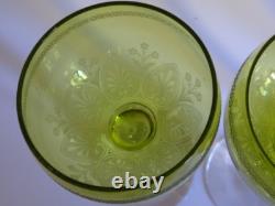 Saint Louis 4 Anciens Verres A Vin Du Rhn En Cristal Vert Modele Metra