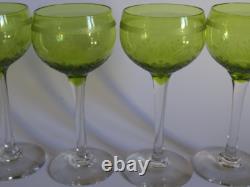 Saint Louis 4 Anciens Verres A Vin Du Rhn En Cristal Vert Modele Metra