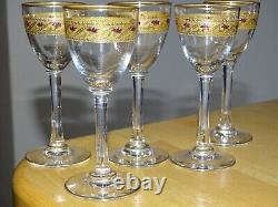 Saint Louis 5 Anciens Verres A Liqueur Cristal Polychrome Et Dorure Art Nouveau