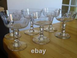 Saint Louis 6 Anciennes Coupes A Champagne Cristal Gravure Talma