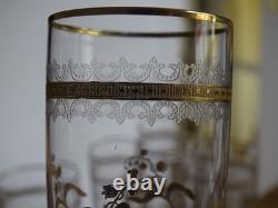 Saint Louis 6 Anciennes Flutes A Champagne Cristal Gravure Duna Rehausser A L'or