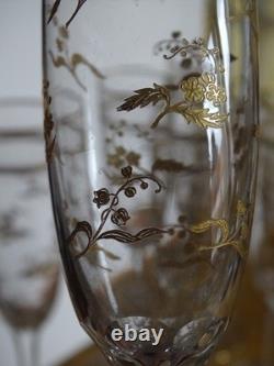 Saint Louis 6 Anciennes Flutes A Champagne Cristal Gravure Duna Rehausser A L'or