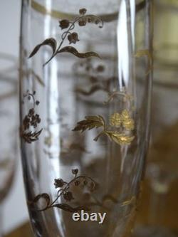 Saint Louis 6 Anciennes Flutes A Champagne Cristal Gravure Duna Rehausser A L'or