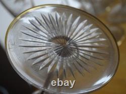 Saint Louis 6 Anciennes Flutes A Champagne Cristal Gravure Duna Rehausser A L'or