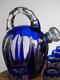 Saint Louis Ancien Service A Liqueur Cristal Doubler Colorer Bleu Beaufort 1930