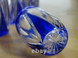 Saint Louis Ancien Service A Liqueur Cristal Doubler Colorer Bleu Beaufort 1930