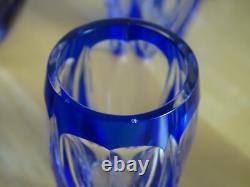 Saint Louis Ancien Service A Liqueur Cristal Doubler Colorer Bleu Beaufort 1930