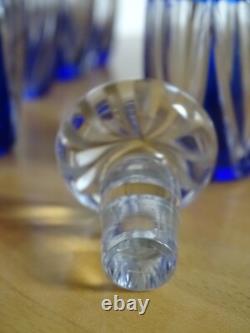 Saint Louis Ancien Service A Liqueur Cristal Doubler Colorer Bleu Beaufort 1930