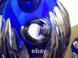 Saint Louis Ancien Service A Liqueur Cristal Doubler Colorer Bleu Beaufort 1930