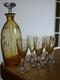 Saint Louis Ancien Service A Liqueur Cristal Orange Gravure Florale Art Nouveau