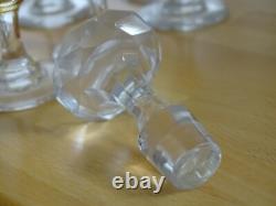 Saint Louis Ancien Service A Liqueur Cristal Orange Gravure Florale Art Nouveau
