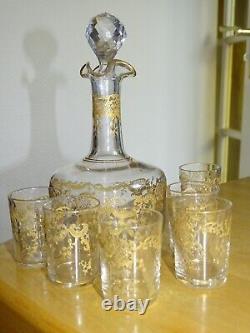 Saint Louis Ancien Service A Liqueur En Cristal Gravure Talma Gold