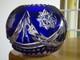 Saint Louis Ancien Vase Boule Cristal Overlay Couleur Bleu Cobalt