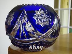 Saint Louis Ancien Vase Boule Cristal Overlay Couleur Bleu Cobalt