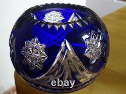 Saint Louis Ancien Vase Boule Cristal Overlay Couleur Bleu Cobalt