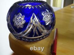 Saint Louis Ancien Vase Boule Cristal Overlay Couleur Bleu Cobalt