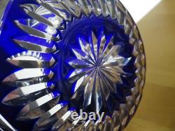 Saint Louis Ancien Vase Boule Cristal Overlay Couleur Bleu Cobalt
