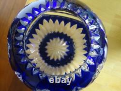 Saint Louis Ancien Vase Boule Cristal Overlay Couleur Bleu Cobalt