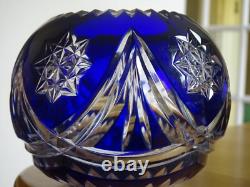 Saint Louis Ancien Vase Boule Cristal Overlay Couleur Bleu Cobalt