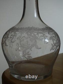 Saint Louis Ancienne Carafe A Vin Cristal Gravure Metz 1920