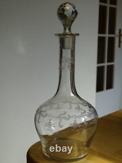 Saint Louis Ancienne Carafe A Vin En Cristal Modele Gravure Florale Art Nouveau