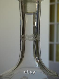 Saint Louis Ancienne Carafe A Vin En Cristal Modele Gravure Florale Art Nouveau