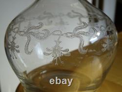 Saint Louis Ancienne Carafe A Vin En Cristal Modele Gravure Florale Art Nouveau
