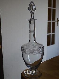 Saint Louis Ancienne Carafe A Vin Ou Eau Cristal Gravure Modele Vendome 1920