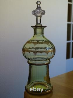 Saint Louis Ancienne Carafe Vert A Liqueur Cristal Gold Gravure Art Nouveau