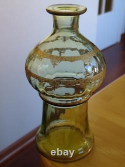 Saint Louis Ancienne Carafe Vert A Liqueur Cristal Gold Gravure Art Nouveau