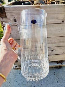 Saint Louis Ancienne Grande Carafe Pichet Cristal Taillé Et Gravé Signé TBE