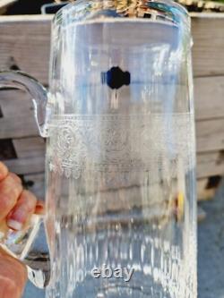 Saint Louis Ancienne Grande Carafe Pichet Cristal Taillé Et Gravé Signé TBE