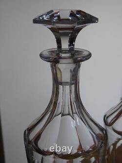 Saint Louis Ancienne Paire Carafes Cave A Liqueur Cristal Tailler Caton 19 Eme