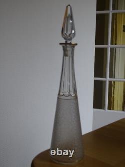 Saint Louis Cristal Ancienne Carafe A Liqueur Art Nouveau Modele Decor Givre Or