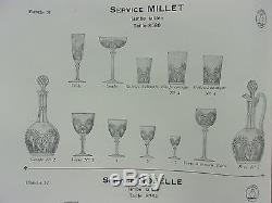 Saint Louis Millet Ancien Service 48 Pieces Cristal Taille Excellent Etat