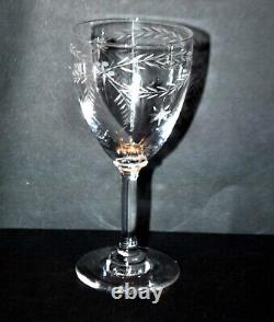 Série de 10 verres porto ancien cristal gravé roue guirlande laurier 1900 H11cm